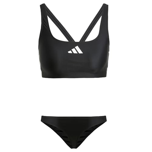 adidas Donna 3 Stripes V-Back Bikini, Black/White, 42