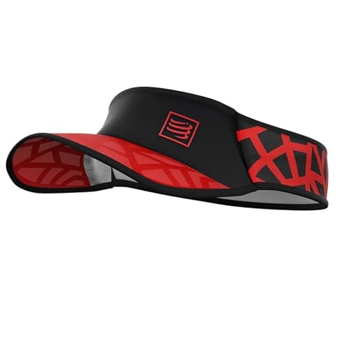 Compressport Spiderweb Ultralight Visor, Visiera da Corsa Unisex-Adulto, Nero Rosso, Taglia Unica