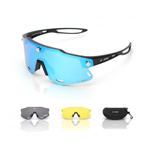SUN’D Ice Blue Mirror – Occhiali da Beach Volley polarizzati con 3 Lenti Magnetiche UV400 intercambiabili, Telaio TR90, Occhiali adatti per Beach Volley, Running, Ciclismo, Padel, Trekking