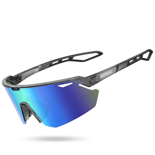 Lamicall Occhiali da Sole Ciclismo Polarizzati, [24g Ultraleggero] Anti-UV400, TR90-Telaio, Nasello Regolabile, Occhiali da Sole Sportivi per Uomo e Donna, per Pesca/Corsa/Sport all'Aperto, Grigio