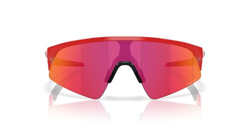 Oakley Occhiali da sole rettangolari unisex per bambini Oj9015 Resistor Sweep, Linea rossa/Campo Prizm, 28 mm