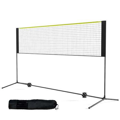 VEVOR Rete da Badminton Pallavolo Tennis, Set di Rete Pickleball Pieghevole Nylon Portatile, Regolabile Altezza, Facile da Installare con Pali Borsa, Uso Interno Esterno, 302 x 155 x 103 cm