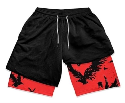 Pantaloncini da Palestra Anime 2 in 1 Pantaloncini da Corsa grafici 2 in 1 Pantaloncini Sportivi ad Asciugatura Rapida con Fodera(Style 6,M)