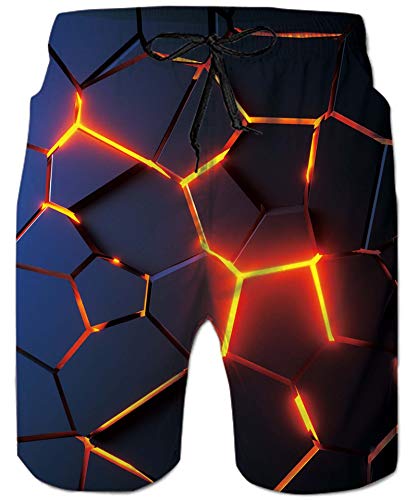 ALISISTER Costume Uomo Mare Pantaloncino 3D Geometria Design Pantaloncini con Coulisse da Bagno Asciugatura Veloce Swim Shorts XXL