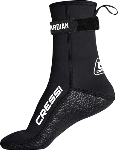 CRESSI Guardian Mid High Neoprene Socks 2mm XS - Calzari Medio Alti in Neoprene 2mm con Cinturino Strap, Ideali per Tutti gli Appassionati di Sport Acquatici, Nero, XS, Unisex