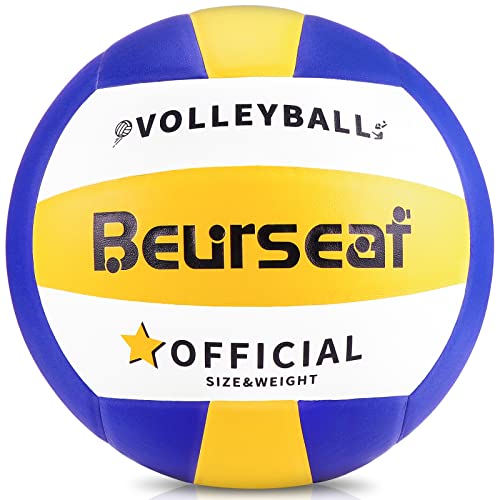 Palla da Pallavolo, Pallone Beach Volley Soft Touch Volleyball per Interni ed Esterni, Misura 5 (Blu/Giallo)