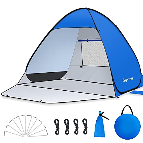 Glymnis Tenda da Spiaggia Completamente Chiuso Pop-up con Cerniera Istantanea Portatile 175 * 200 * 125 cm per 2-3 Persone, Protezione Solare UPF 50+, Include Borsa