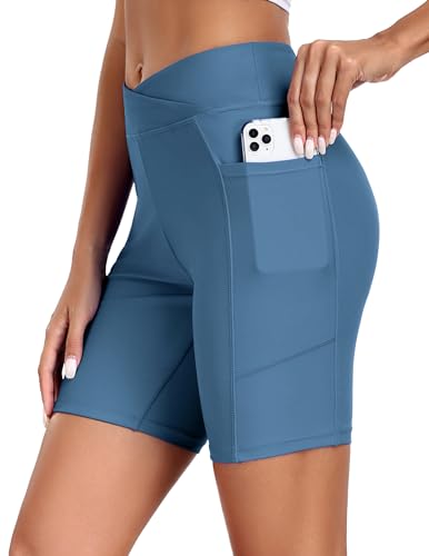 Ekouaer Pantaloncini da Bagno Donna Vita Alta Costumi da Bagno Asciugatura Rapida con Tasche