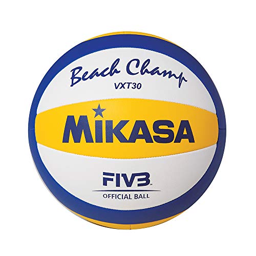 MIKASA VXT30, Pallone Beach Volley Replica Tecnica da Allenamento del VLS300 Unisex Adulto, Bianco/Azzurro/Giallo, 5