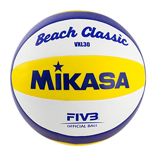 MIKASA Beach Classic Vxl30, PALLAVOLO Unisex Adulto, Blu/Giallo/Bianco, 5