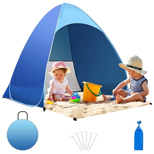 LOVICVKEM Tenda da Spiaggia, Tenda Mare Pop Up Portatile, Protezione Solare UPF 50+ Dai Raggi UV per 1-3 Persone, Include Custodia per il Trasporto e Picchetti, per esterni campeggio Viaggi
