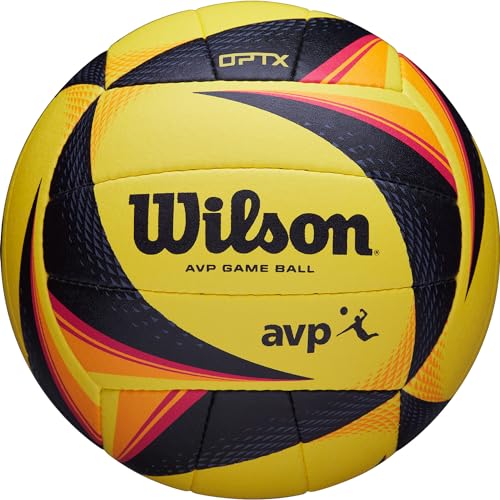 Wilson OPTX AVP Game Ball, WTH00020XB Pallone da Pallavolo, Beach Volley, Dimensioni Ufficiali, Giallo/Nero