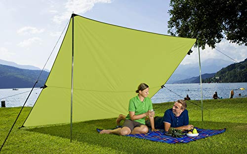 BERGER | Tenda Sole Spiaggia Portatile 2x3 Metri - Telo Ombra Spiaggia Protezione UV UPF 50+, Impermeabile per Mare, Picnic, Pesca e Campeggio, Tendalino da Spiaggia con Corde e Pali - Tarp Verde