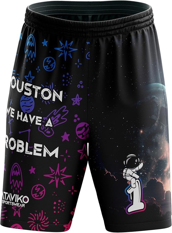 Ataviko Houston Pantaloncino Gym Beach Volley Mare (IT, Testo, M, XXL, Regular, Regular, Standard, Nero)